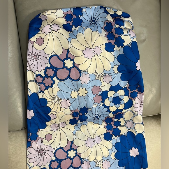 Zara Women’s Tropical Floral Print Satin Effect Strapless Dress - Size S - Picture 6 of 13